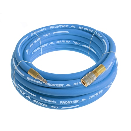 Continental 3/4" x 50' Blue EPDM Air Hose, 250 PSI, 3/4" Ind. Interchange M+F QC HZU07530-50-51